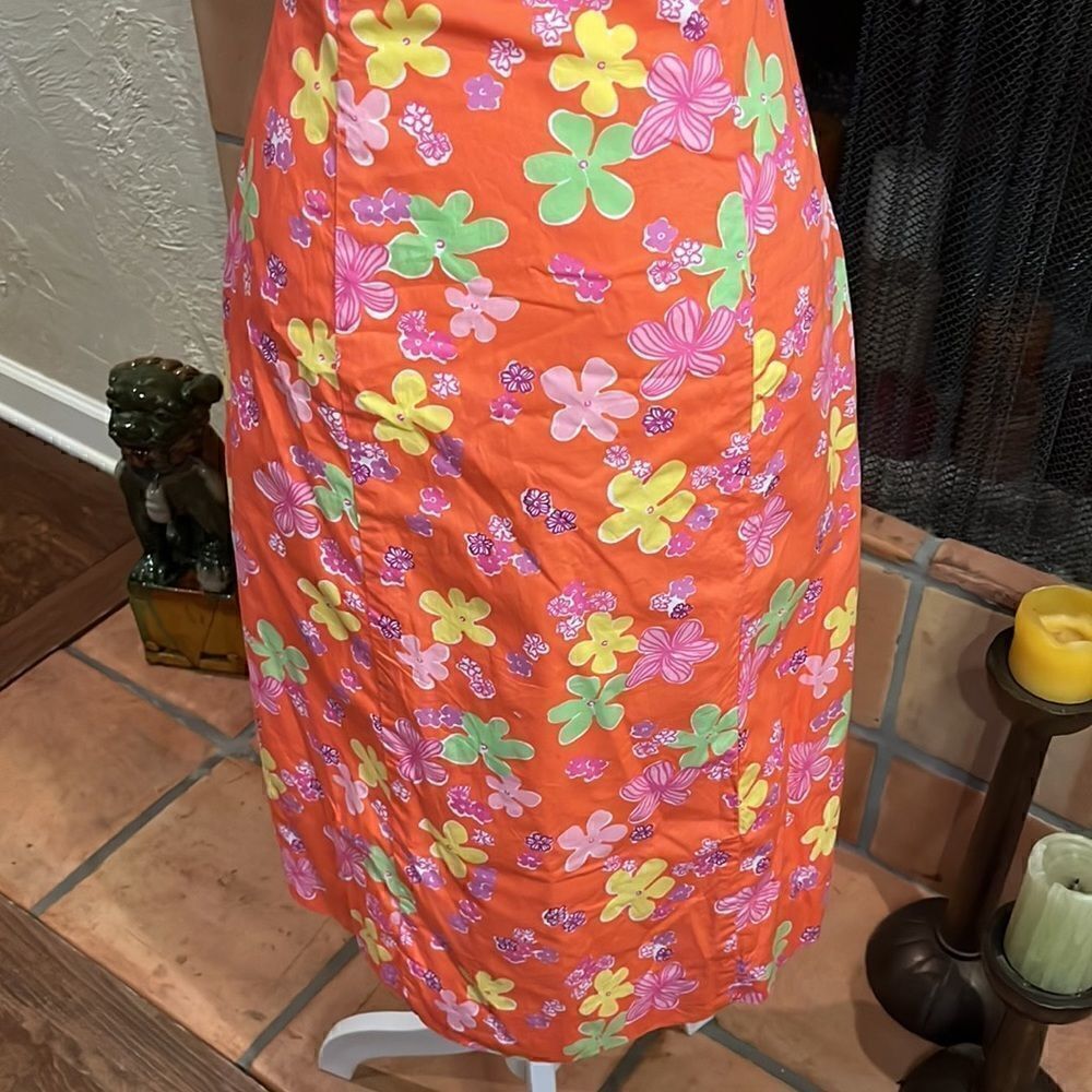 Vintage Lilly Pulitzer Garnichuri Orange Floral Strapless Dress, size 2! - Picture 3 of 11